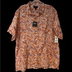 Club room Orange and White Casual Button Down Shirt